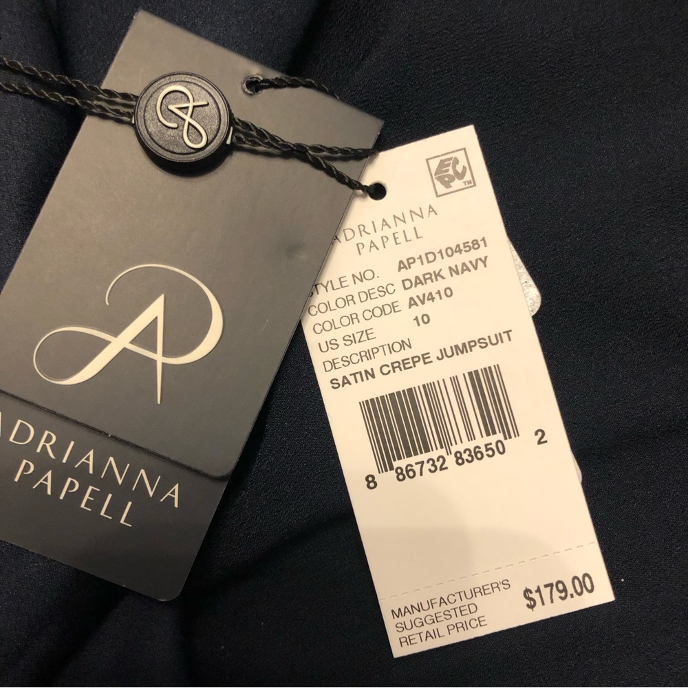 NWT Adrianna Papell Satin Crepe Jumpsuit Size 10 - Picture 4 of 7